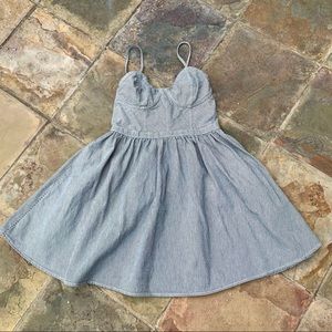 2/$25 Arizona Pinstripe Bustier Denim A-Line Dress